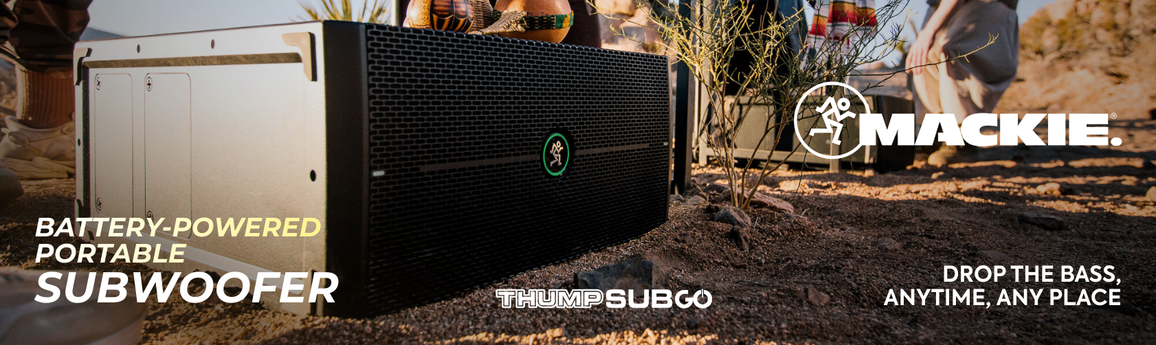 Mackie ThumpSub GO portable battery-powered subwoofer available at Melody House. Best Subwoofer in the UAE. Melody House is the official distributor for Mackie in the GCC.