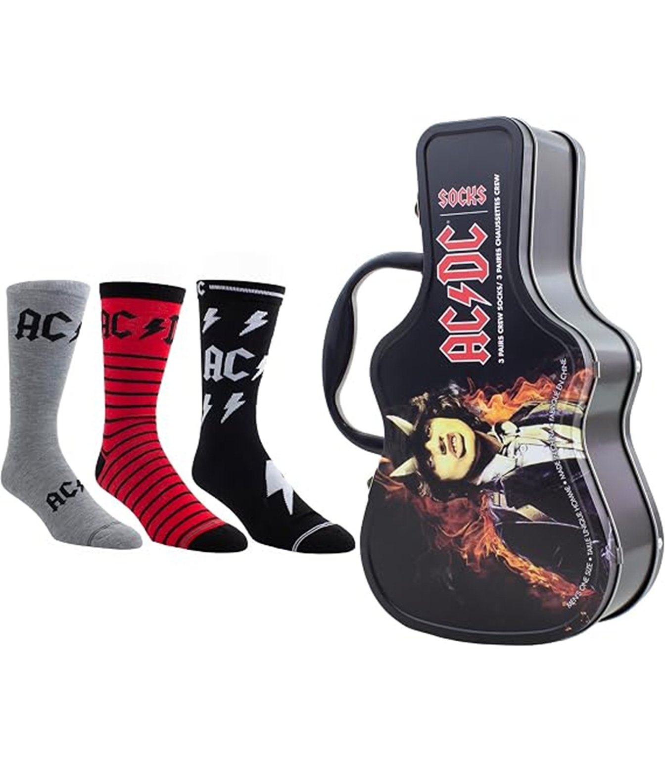 ACF370 068 O M Ac Dc Ac Dc Socks 3 Pack In Guitar - ACF370-068-O-M - Melody House Dubai, UAE