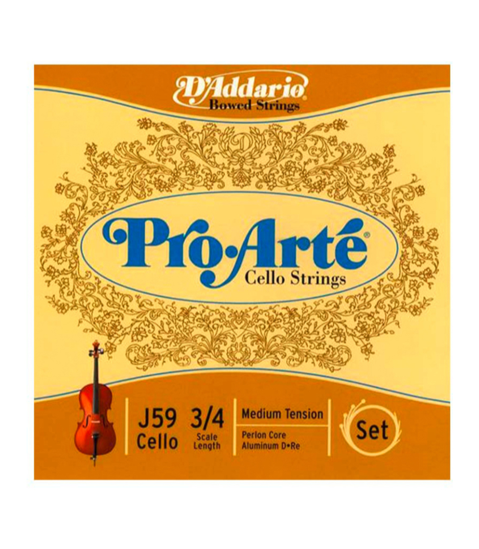 buy d'addario pro arte cello string set 3 4 scale medium tension