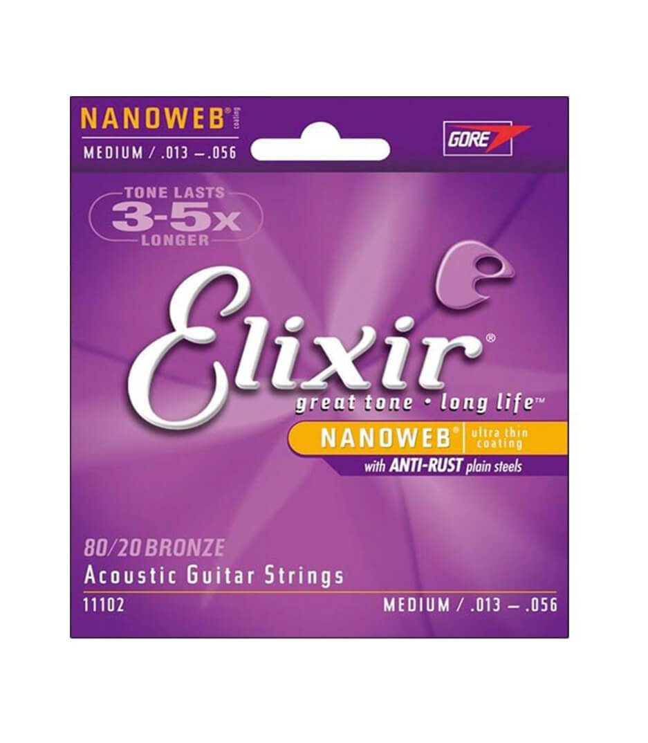 Elixir - 11102 Acoustic Guitar Strings Nanoweb Coating 80 2