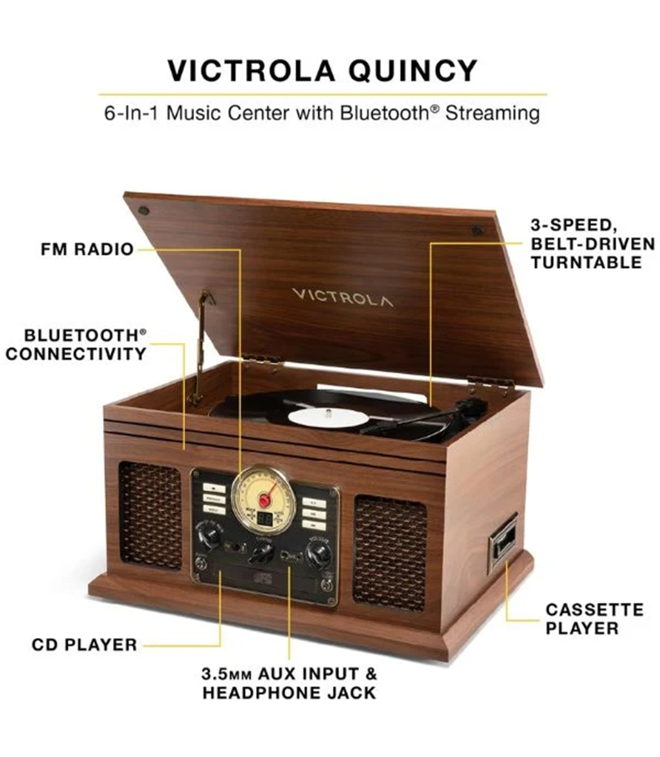VTA 200B WLN Echo Audio Frankie Bluetooth Turntabl - VTA-200B-WLN - Melody House Dubai, UAE