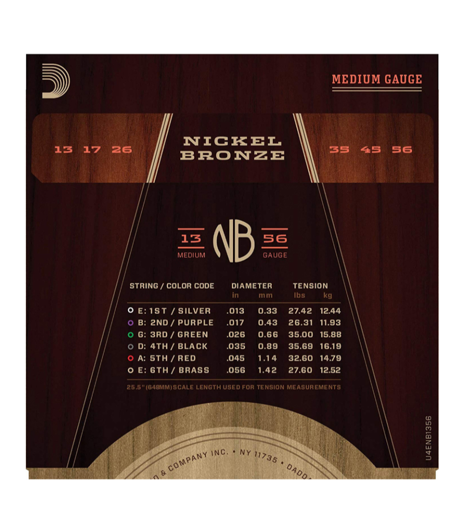 Nickel Bronze Acoustic Guitar Strings Medium 13 56 - NB1356 - Melody House Dubai, UAE