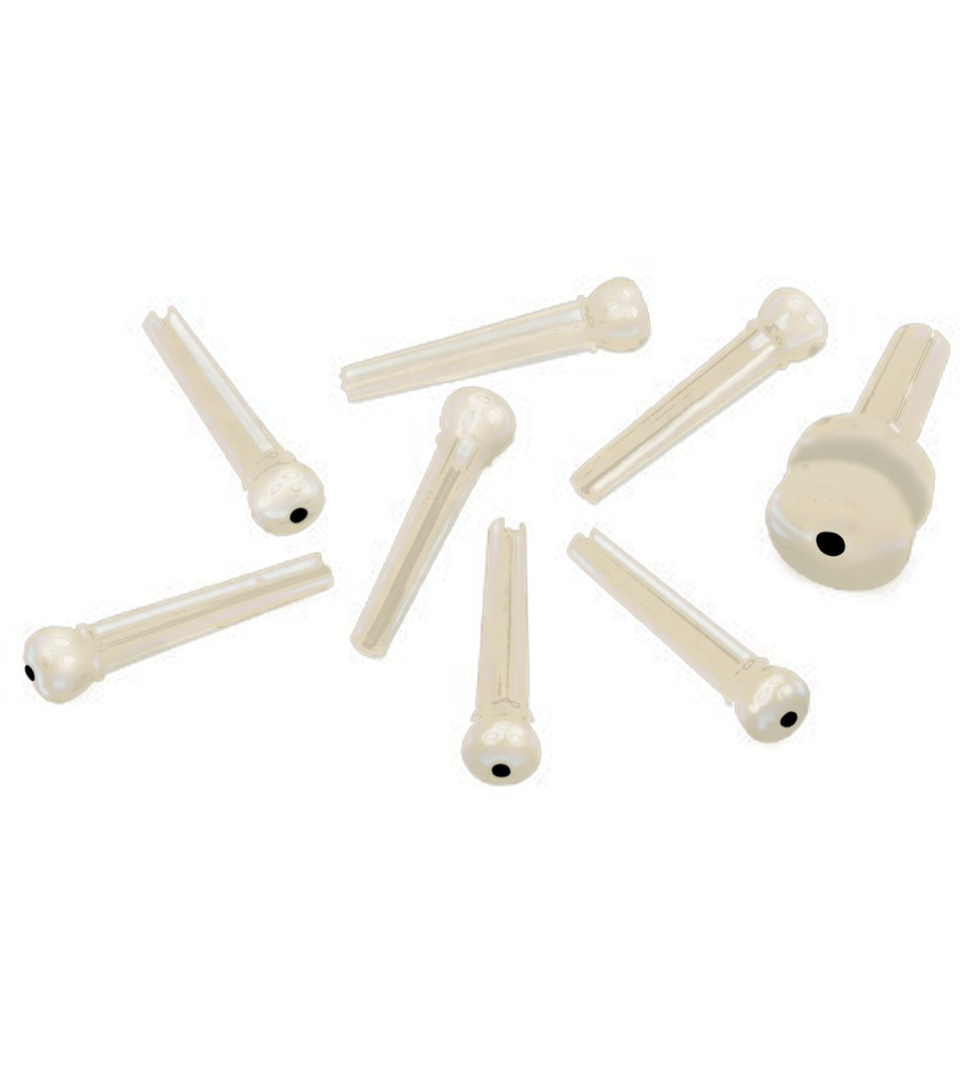 D'Addario - 6 Molded Bridge Pin Pack Ivory With Black Dot